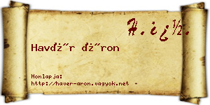 Havér Áron névjegykártya